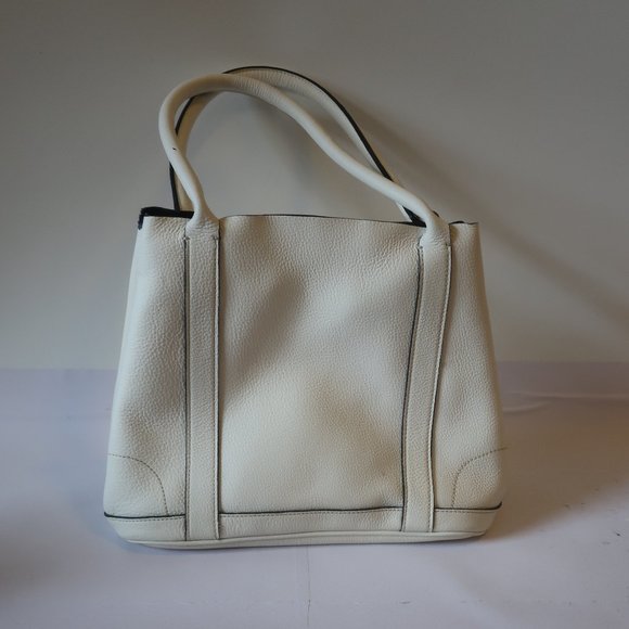 *NWD Womens J.Crew Borge Garveri White Pebbled Leather Tote Handbag - Picture 2 of 14